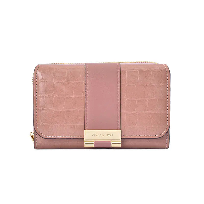 Nova carteira feminina multifuncional com estampado de crocodilo.