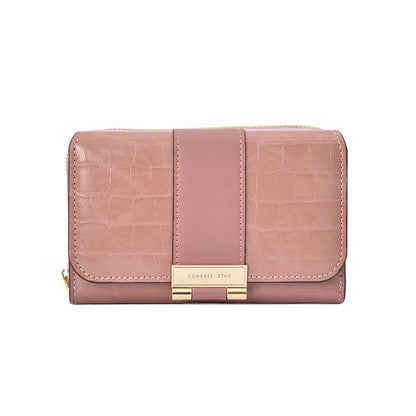 Nova carteira feminina multifuncional com estampado de crocodilo.