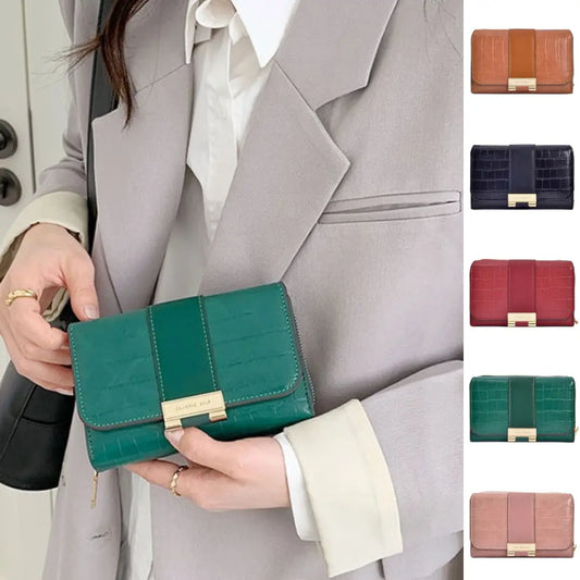 Nova carteira feminina multifuncional com estampado de crocodilo.