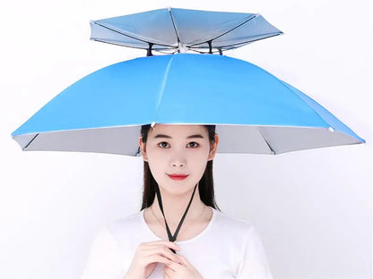 🤩 Cappello ombrello pieghevole con protezione UV【Doppio strato di alta qualità】