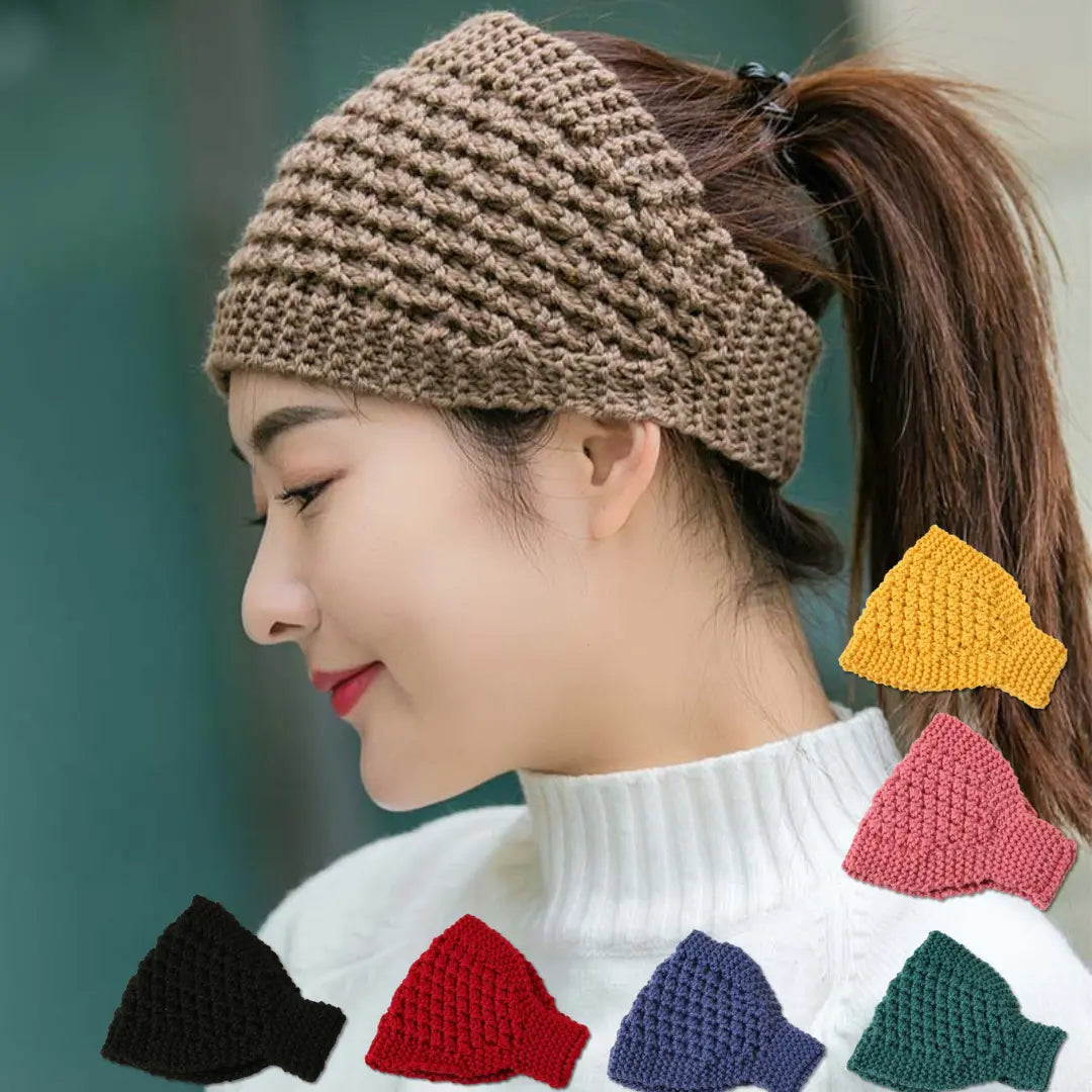 🔥【5/10 peças】Faixa de cabeça larga e elástica de lã quente tricotada à mão, ideal para o outono e inverno, adequada para ioga e corrida.