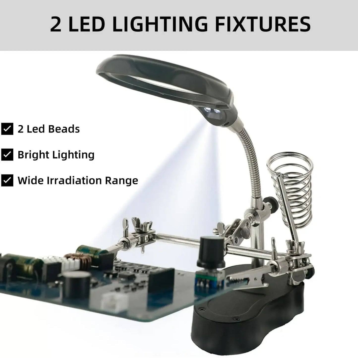 🔍 Estação de soldadura com lupa LED ajustável – Precisão mãos-livres, agora mais fácil do que nunca! 💡