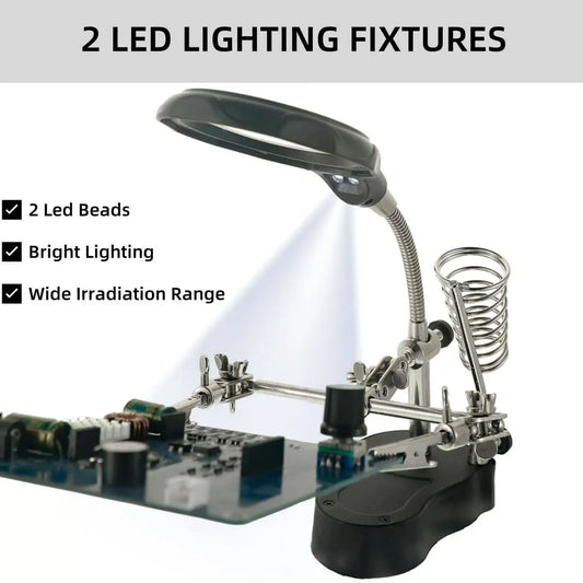 🔍 Estação de soldadura com lupa LED ajustável – Precisão mãos-livres, agora mais fácil do que nunca! 💡