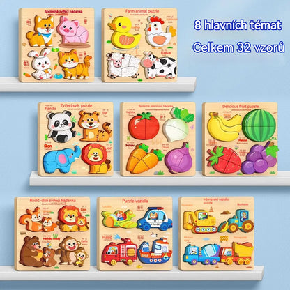 👧🏻🧩 Puzzle 3D em madeira Montessori para educação infantil