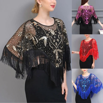 【🔥Acquista 1 e ricevi 1 gratis】Nuovo scialle estivo da donna in pizzo e paillettes