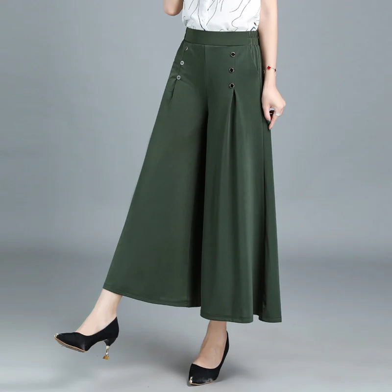 💖【M-5XL】Saia feminina moderna com drapeado, cintura subida e pernas largas