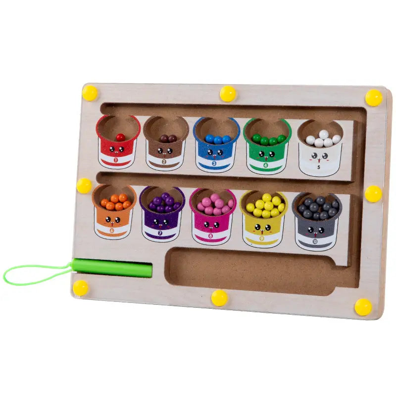 🧒👦🧠 Diversão educativa com o labirinto magnético de madeira! Brinquedo que desenvolve competências nas crianças.