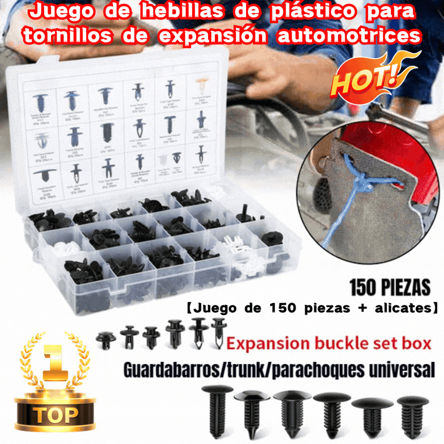 🔥🔥【Conjunto de 150 peças + Alicate】🧰🛠️ Conjunto de fivelas de plástico para parafusos de expansão automóvel