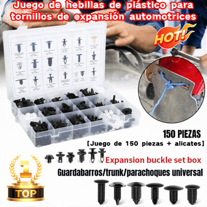 🔥🔥【Conjunto de 150 peças + Alicate】🧰🛠️ Conjunto de fivelas de plástico para parafusos de expansão automóvel
