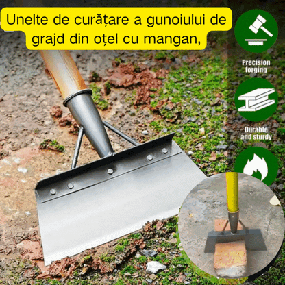 🐖🐏🐓A pá de aço manganês para limpeza de estrume é ideal para jardinagem, ajudando a remover ervas daninhas e fertilizantes.