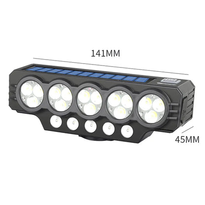 🚨💡 Farol solar para bicicleta com carregamento USB e altifalante, 900 lúmens, luz noturna de longa duração para ciclismo