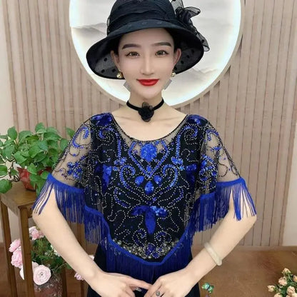 【🔥Acquista 1 e ricevi 1 gratis】Nuovo scialle estivo da donna in pizzo e paillettes