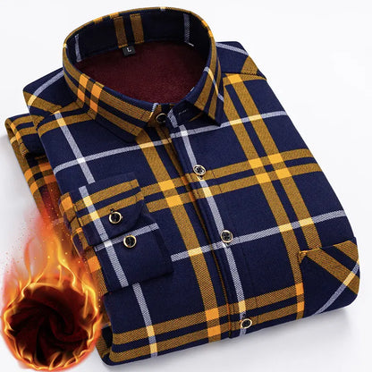 👔【Tamanhos L-5XL】A nova camisa térmica de veludo dupla face para homem para o outono e inverno é moderna e versátil.