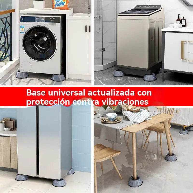 Base universal antiderrapante, antivibração e silenciosa para absorção de impactos em máquinas de lavar roupa.