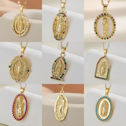 ⛪Colar com Pendente Virgem Maria em Ouro Puro