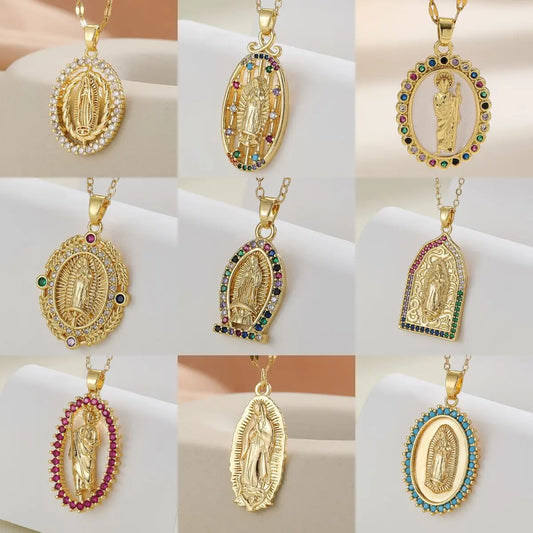 ⛪Colar com Pendente Virgem Maria em Ouro Puro