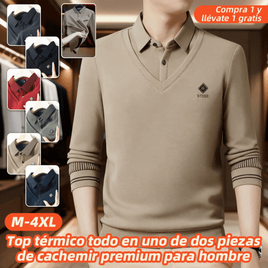 🔥【M-4XL】Conjunto masculino premium de caxemira, duas peças, quente e aconchegante.
