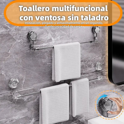 🚿✨ Suporte de toalha ajustável com ventosa: sem necessidade de furar, sem danos e com uma aderência confortável.