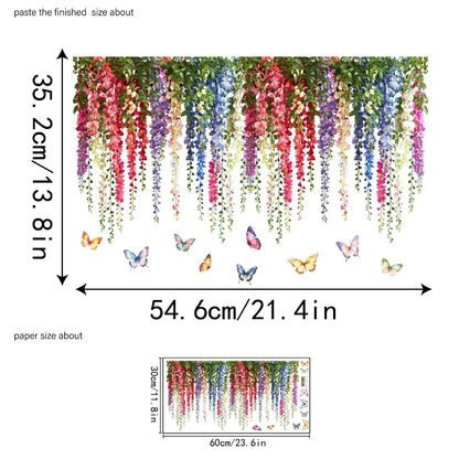 🌸Decalque de Janela com Ramo de Flores Coloridas