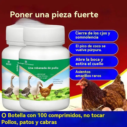 🐓🦆🐔【200/400/600 comprimidos】Aves ① Comprimidos para uso doméstico, para a saúde intestinal e respiratória, utilização em quintas, alimentação geral de galinhas, patos, gansos e aves.