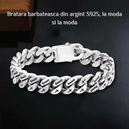 🔥Pulseira de contas torcidas prateada S925 para homem