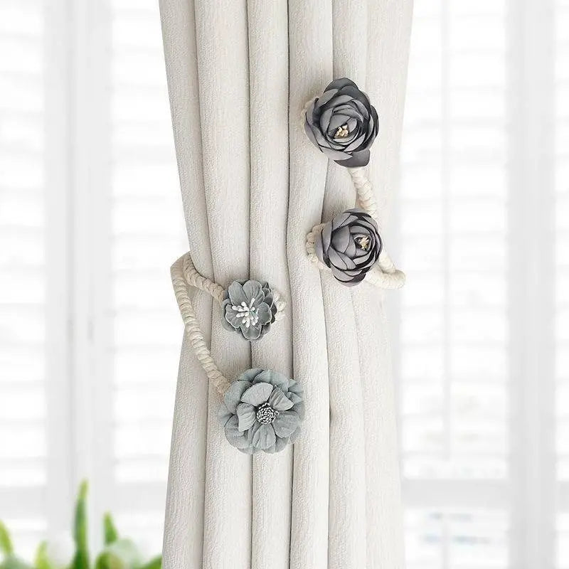🎁Cordão para cortina com rosas (sem necessidade de furar)