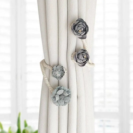 🎁Cordão para cortina com rosas (sem necessidade de furar)