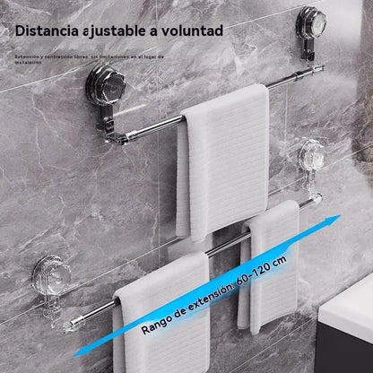 🚿✨ Suporte de toalha ajustável com ventosa: sem necessidade de furar, sem danos e com uma aderência confortável.