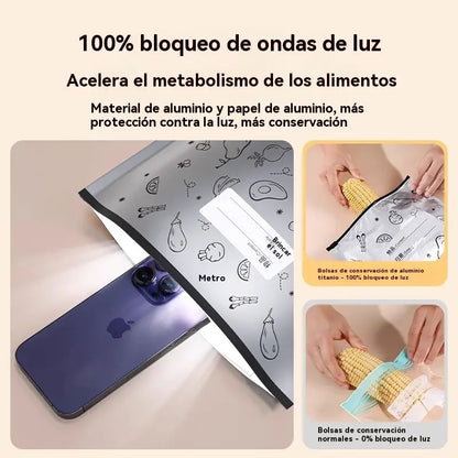 🥩【30/60/90 peças】Sacos selados de papel de alumínio de grau alimentar com fecho para manter fresco para utilização em frigoríficos domésticos