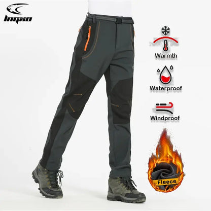 👖【Tamanhos S-5XL】Calça de caminhada para homem, grossa, impermeável e à prova de vento, quente e respirável