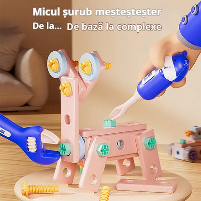 【60/103/144 peças】🌈Brinquedos de parafuso DIY: brinquedos educativos com blocos de construção simples, brinquedos, caixas de ferramentas e berbequins elétricos