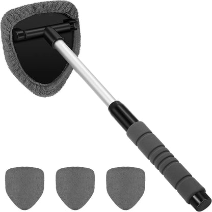 🎁【2 peças triangulares em plástico + 8 capas em tecido】Kit de limpeza de para-brisas para automóvel - extensível e giratório a 180°