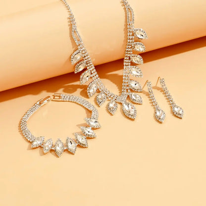 💎Novos e elegantes colar, pulseira e brincos de strass