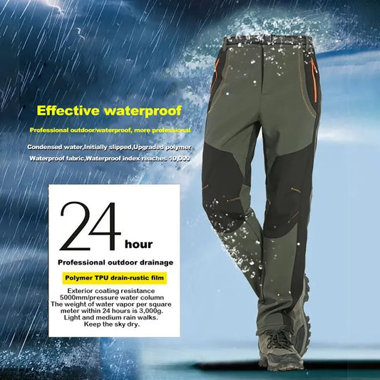 👖【Tamanhos S-5XL】Calça de caminhada para homem, grossa, impermeável e à prova de vento, quente e respirável