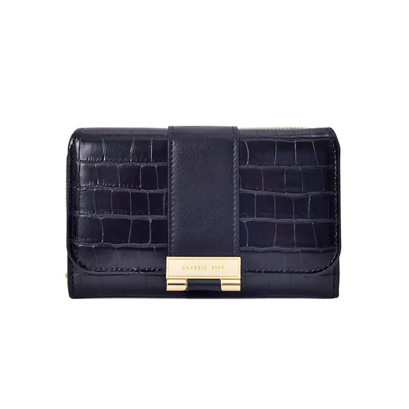Nova carteira feminina multifuncional com estampado de crocodilo.