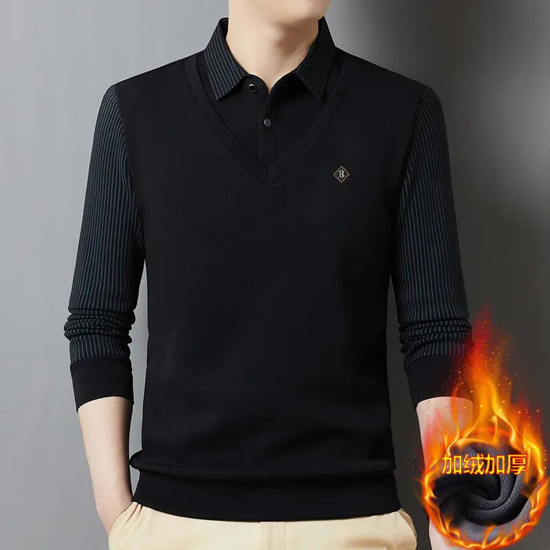 🔥【M-4XL】Conjunto masculino premium de caxemira, duas peças, quente e aconchegante.