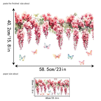 🌸Decalque de Janela com Ramo de Flores Coloridas