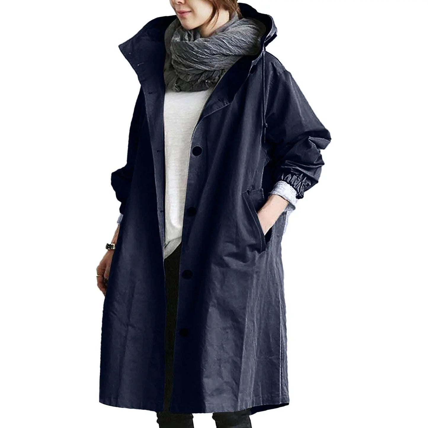 【Novos produtos para o outono e inverno】Casaco corta-vento casual de comprimento médio