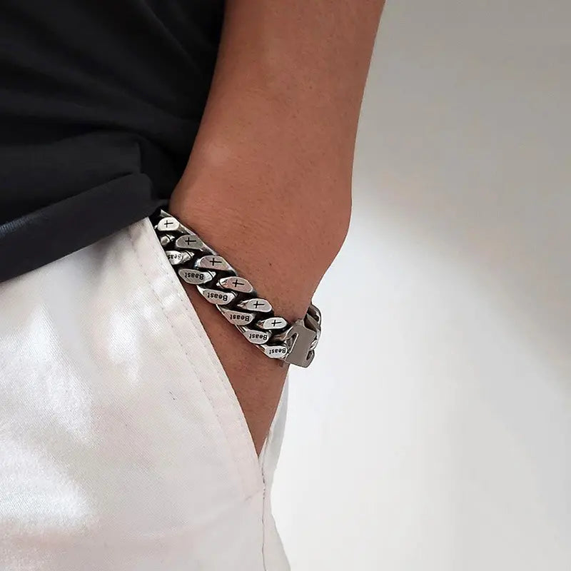 🔥Pulseira de contas torcidas prateada S925 para homem