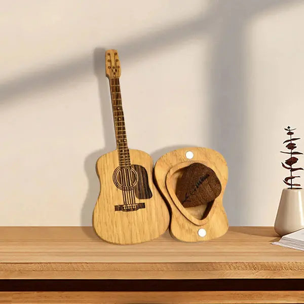 🔥Caixa de madeira para palhetas de guitarra acústica🎸