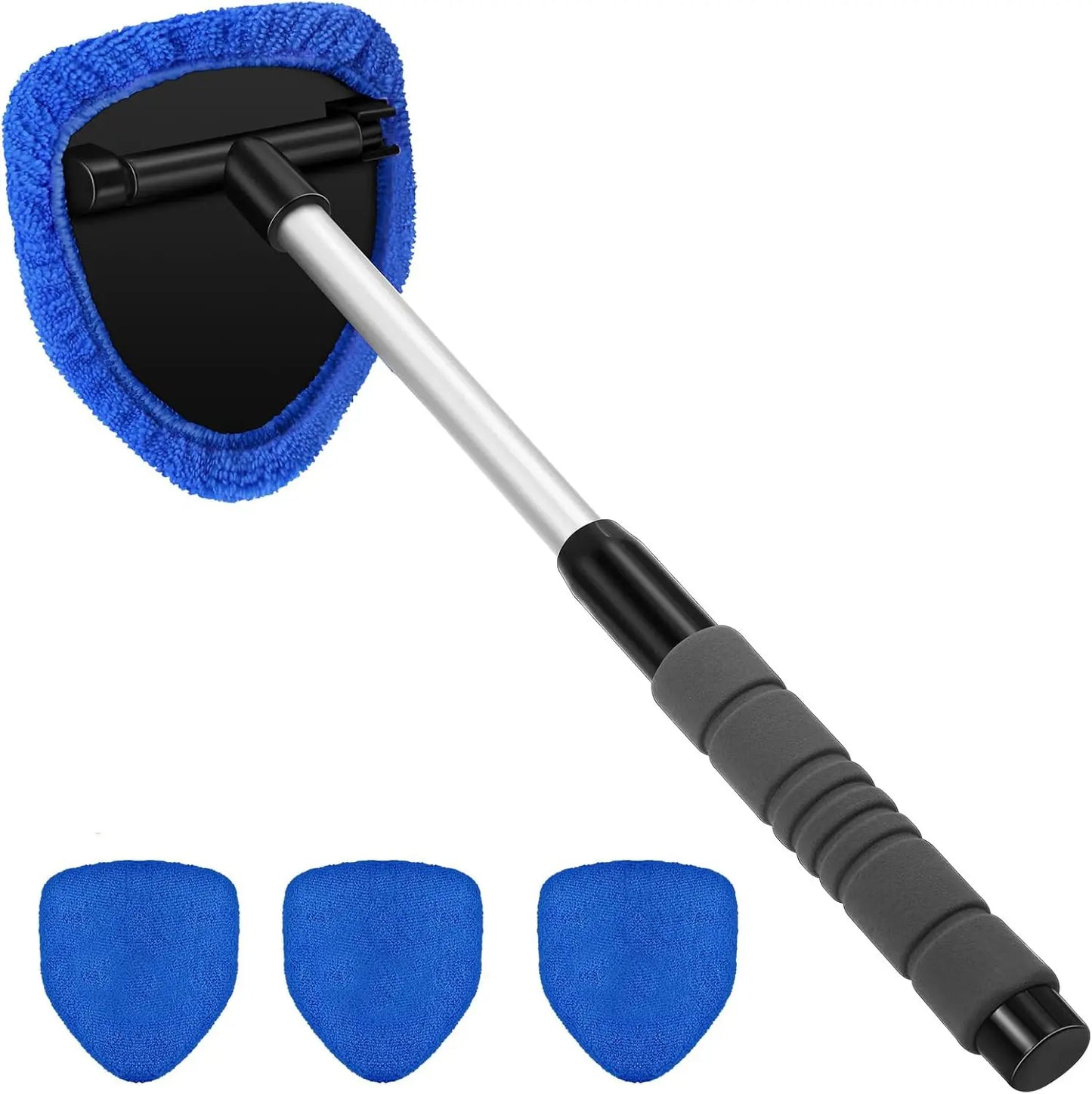 🎁【2 peças triangulares em plástico + 8 capas em tecido】Kit de limpeza de para-brisas para automóvel - extensível e giratório a 180°