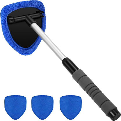 🎁【2 peças triangulares em plástico + 8 capas em tecido】Kit de limpeza de para-brisas para automóvel - extensível e giratório a 180°