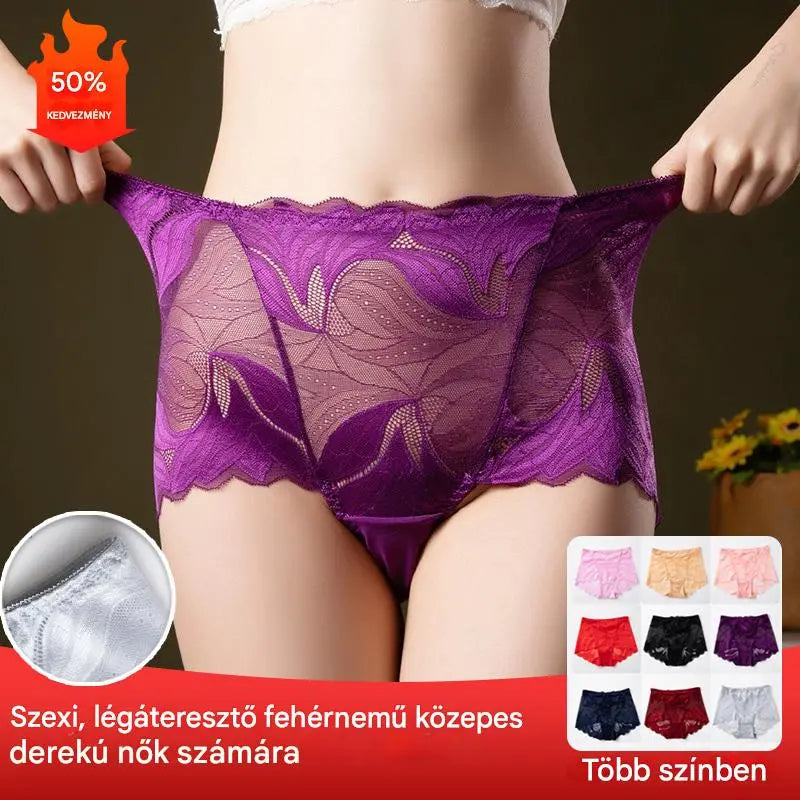 【5/10 peças】Calcinha feminina sexy e respirável de cintura média