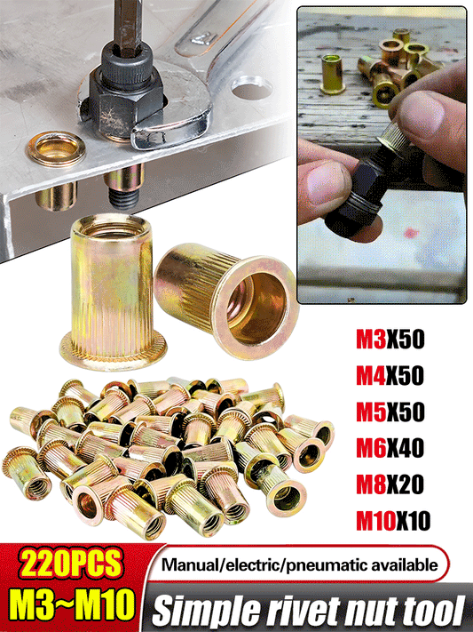 🛠️【220/440 pezzi】🔩Dadi in acciaio inossidabile, dadi zigrinati a testa piatta
