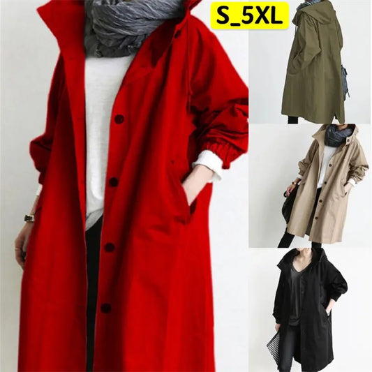 【Novos produtos para o outono e inverno】Casaco corta-vento casual de comprimento médio