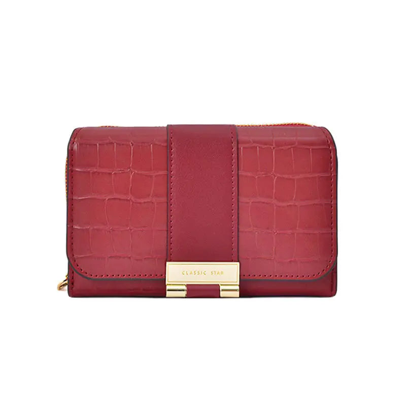 Nova carteira feminina multifuncional com estampado de crocodilo.