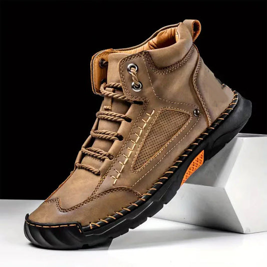 💥Botas elegantes para homem com sola plana costurada à mão