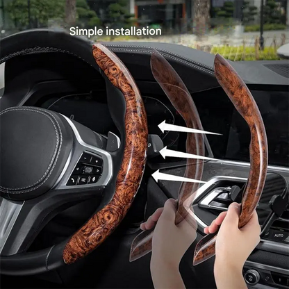 ✨Alta qualidade✨🚗🚗【1 conjunto de 3 peças】 Capa de volante antiderrapante com textura de madeira para o carro