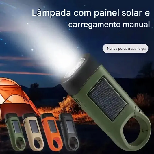 ⚡Lanterna de painel solar com carregamento manual - Gerador portátil ideal para emergências e aventuras!